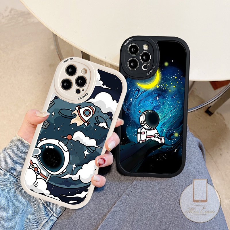 IPHONE Cover Telepon Lembut Kompatibel Untuk Iphone6 6s 7 8 Plus13 11 12 14 Pro MAX XR X XS MAX SE 2020kartun Trendy NASA Astronot Soft TPU Back Case