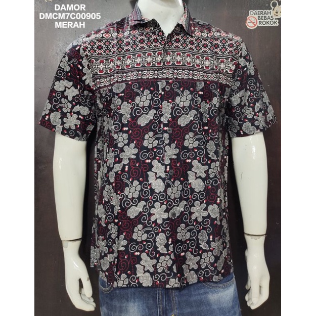 kemeja batik pria , batik print lengan pendek DAMOR