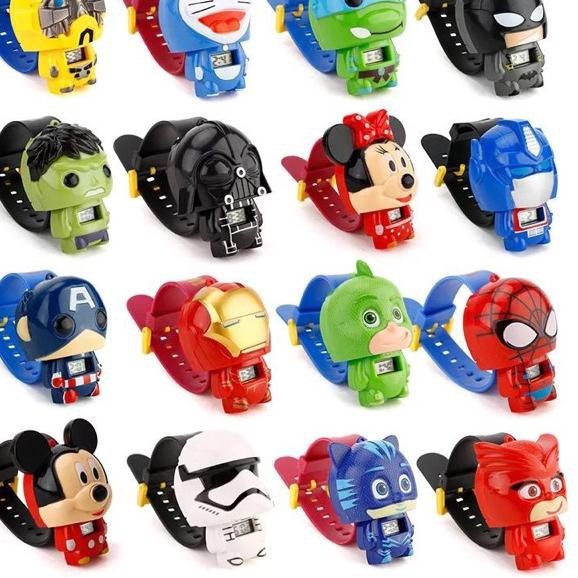 Jam Tangan  Jam Tangan Anak Karakter Kartun Murah Kepala Robot Superhero - Random Jam Boy Wanita bis