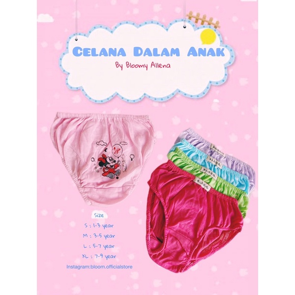 Celana dalam anak perempuan bergambar/sempak anak cewek bermotif/kolor anak cewek termurah