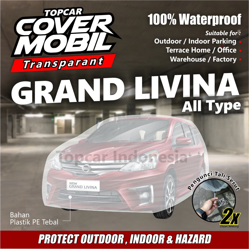 Cover Mobil Transparan Grand Livina Nissan Tebal Plastik Waterproof Outdoor Indoor Part Mobil Selimut Pelindung Anti Air  Debu Kotoran Hewan Teras Gudang Rumah