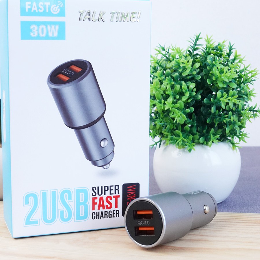 CHARGER MOBIL TALKTIME 2 USB 30W PLUG IN MOBIL FAST CHARGING 30W CAR CHARGER