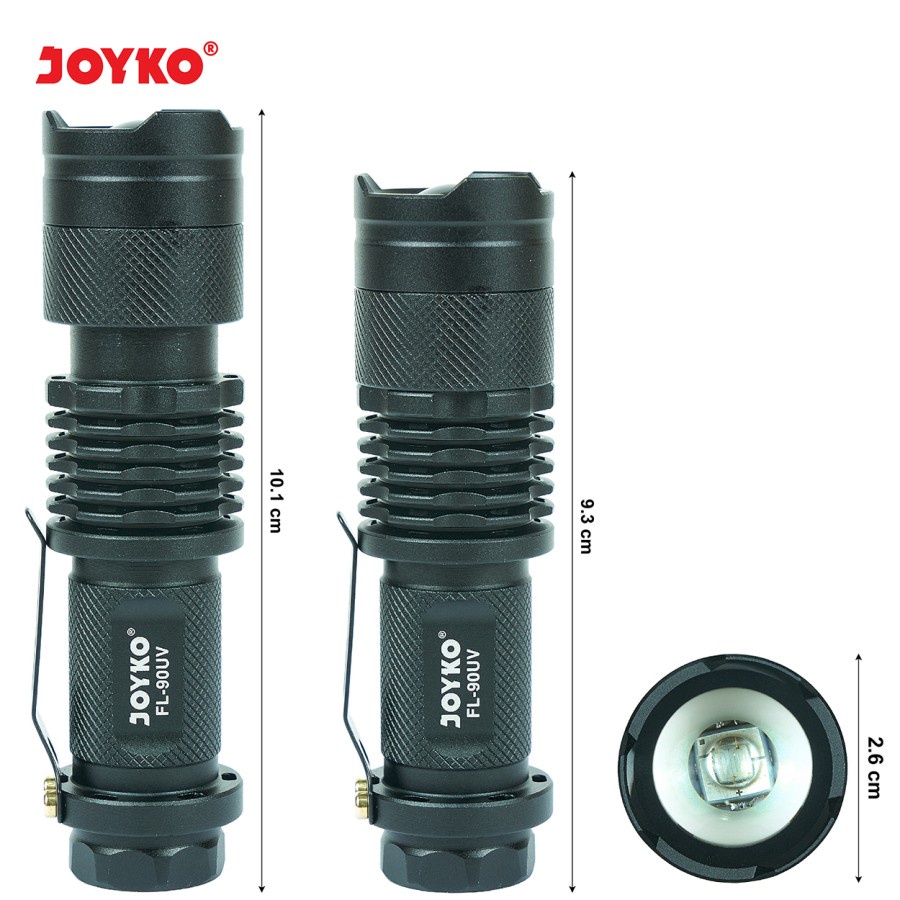 Tactical UV LED Flashlight Senter Joyko FL-90UV Counter Spy Aluminium