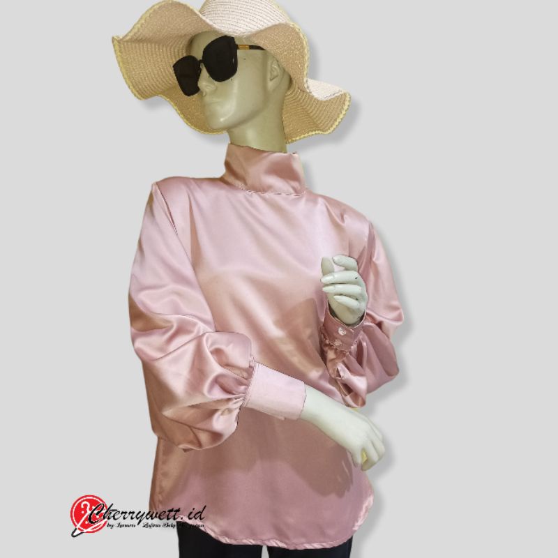 BLOUSE SATIN BALON / BLOUSE KOREAN STYLE / ATASAN WANITA KEKINIAN / ATASAN SATIN KONDANGAN