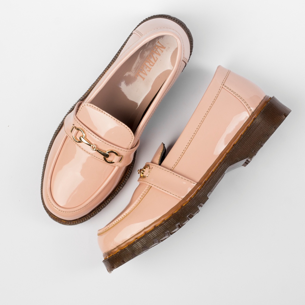 Megan Pink Oxford | Sepatu Loafers Tanpa Tali Wanita Casual Kerja Formal Kantor Original Laki | FORIND x Nazreal