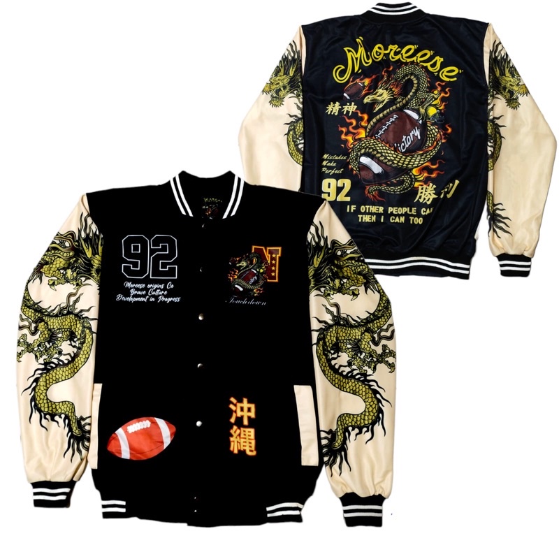 JACKET VARSITY BASEBAAL MOTIP TERBARU PRIA WANITA SAIZE L XL-Varsity naga