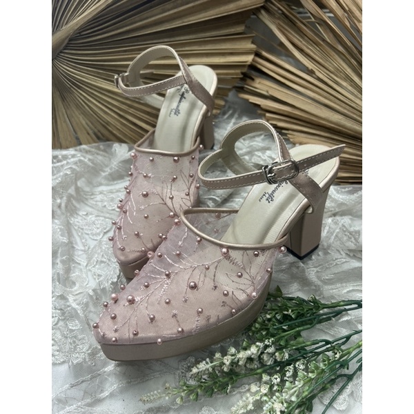 sepatu wedding wanita purri rosegold 9cm tahu