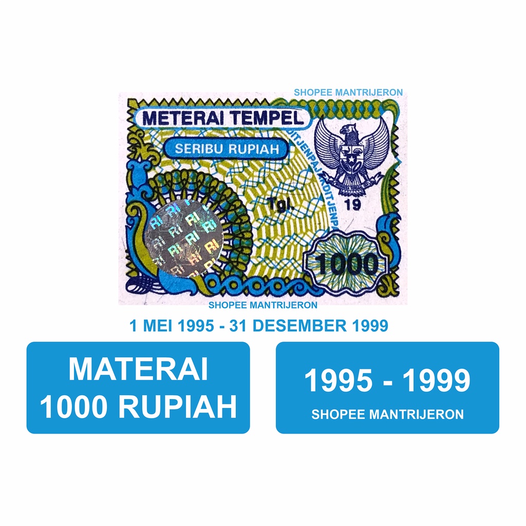 

Materai 1000 Tahun 1995-1999 Meterai Tempel 1.000 Seribu Rupiah Lama Kuno Jadul Asli Original Kantor Pos