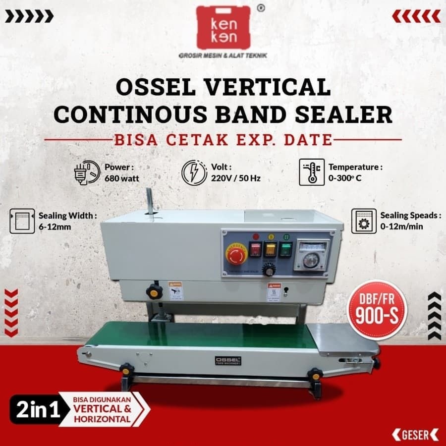 OSSEL Mesin Sealer Vertical Continous Sealer DBF/FR 900 S Ossel Alat Press Plastik OSSEL