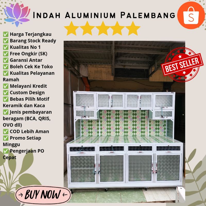 RAK PIRING KITCHEN SET (MEJA KOMPOR+RAK PIRING SERBAGUNA) ALUMINIUM PREMIUM JUMBO MURAH PALEMBANG