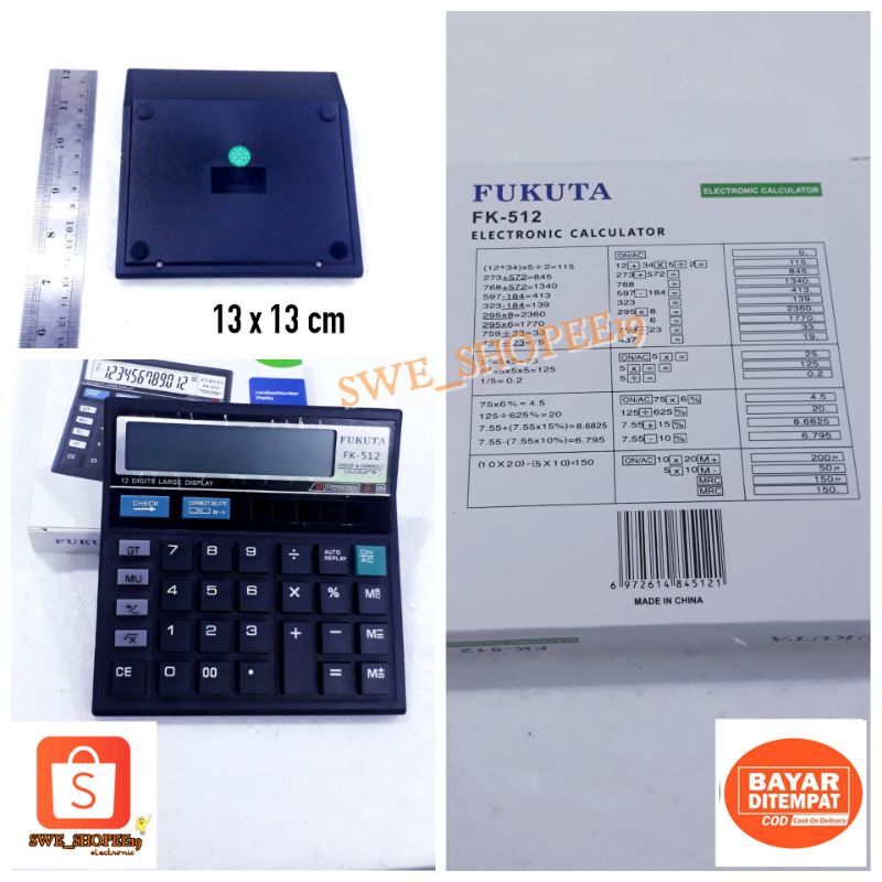 

KALKULATOR 12 DIGITS CHECK / KALKULATOR CORRECCT DELETE / KALKULATOR FUKUTA FK 512