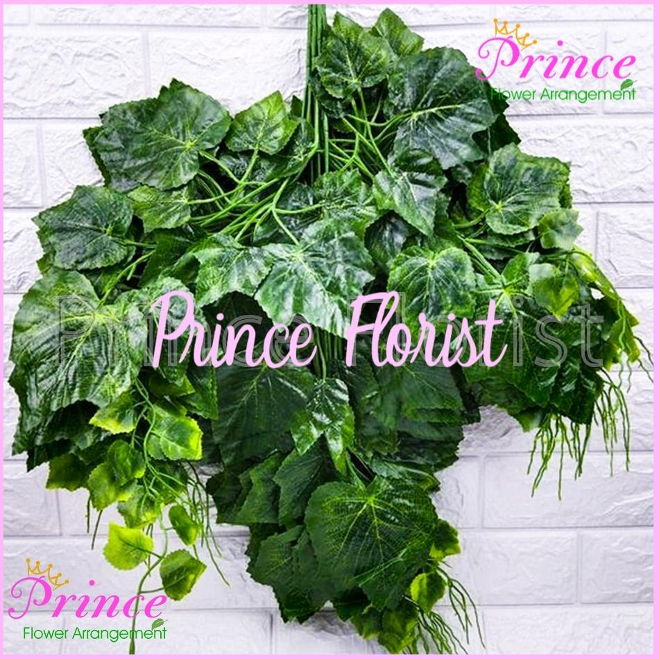 1 LUSIN DAUN ANGGUR DEKORASI PLASTIK ARTIFICIAL IMPORT /DAUN BACKDROP IMITASI PELAMINAN WEDDING BUAT