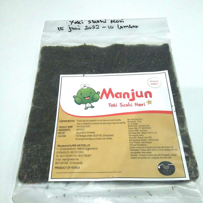 

NEW YAKI SUSHI NORI MANJUN ISI 10 LEMBAR (Produk Korea)