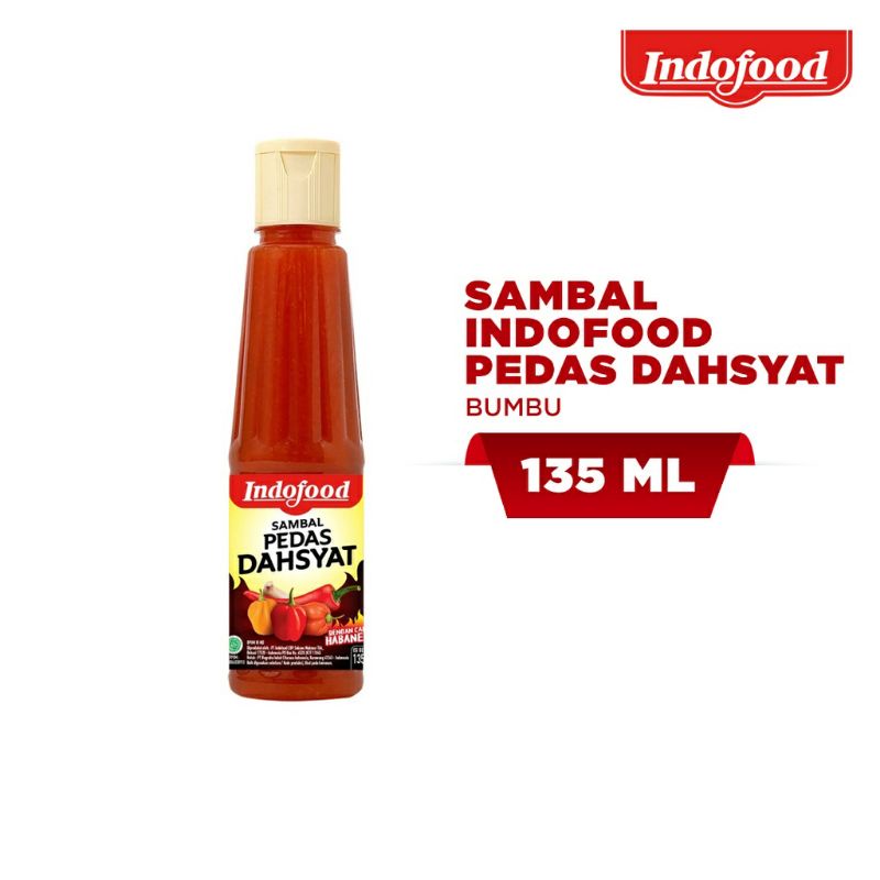 Indofood Sambal Pedas Dahsyat Dengan Cabai Habanero Botol 135 ml