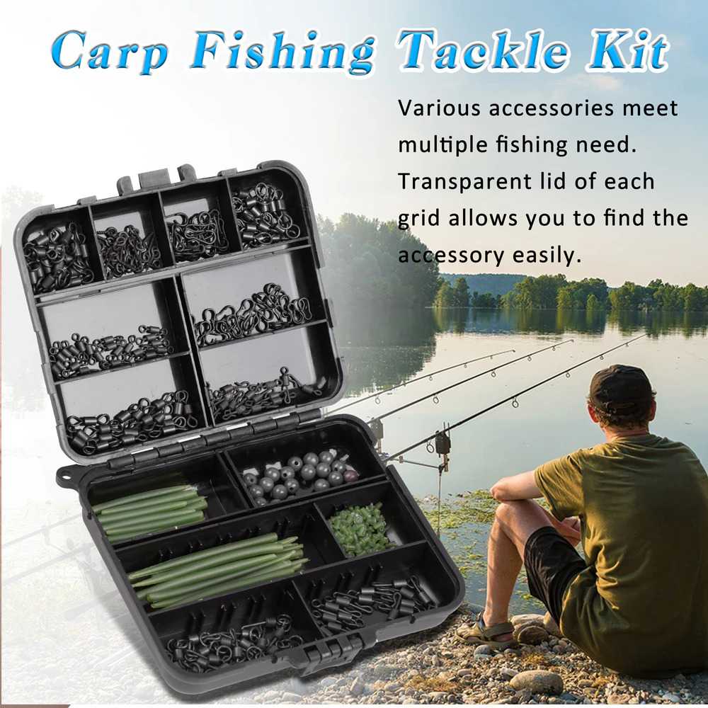 GIJ - Shaddock Konektor Umpan Kail Pancing Set Carp Tackle Kit 300PCS