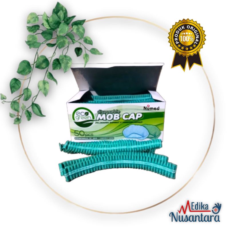 Eco Green Hairnet Disposable Mob Cap Pelindung Rambut dan Penutup Kepala / Nurse Cup / Hair Cap