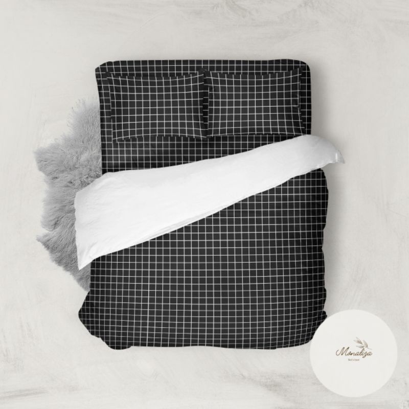 sprei aesthetic motif kotak premium quality