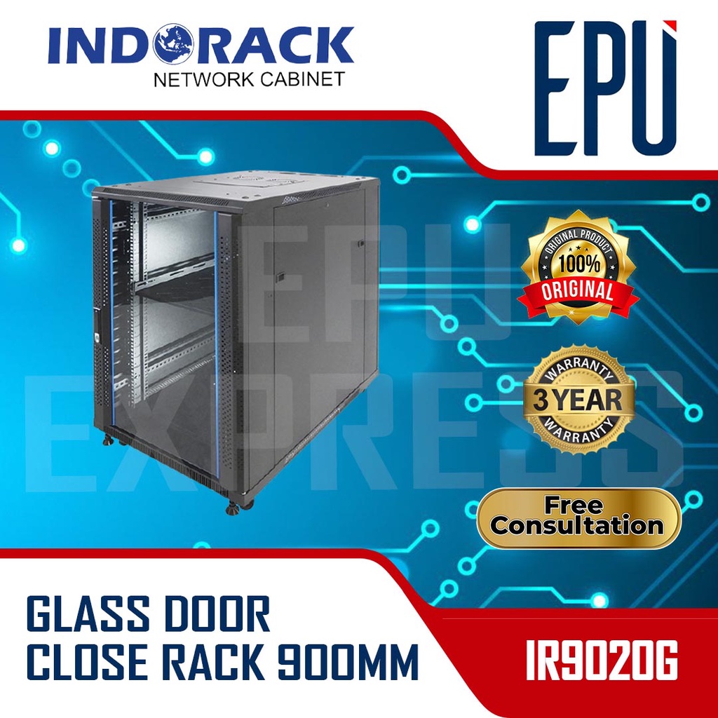 INDORACK 20U Depth 900mm IR9020G Close Rack Glass Door Server Rack 19&quot;