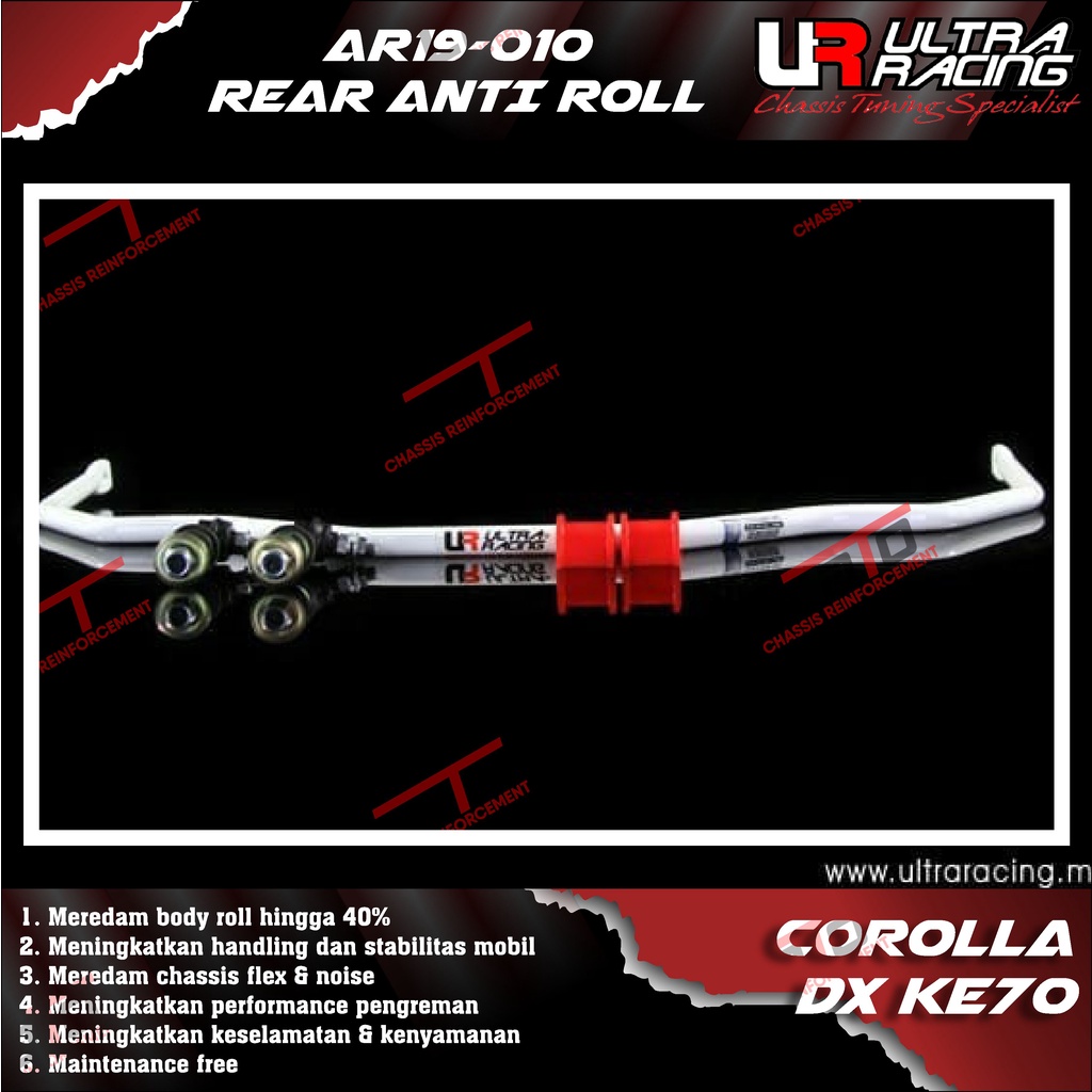 Aksesoris Stabiliser ULTRA RACING Safety Bar - Swaybar - Rear Anti Roll 19MM - Toyota Corolla DX KE7