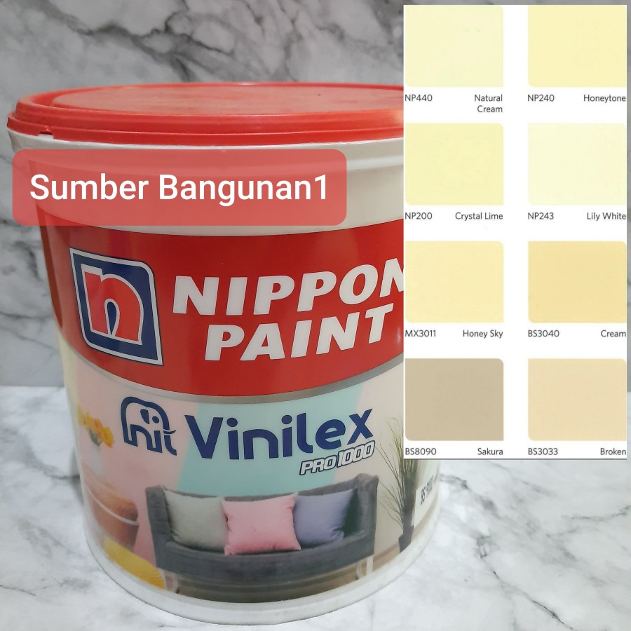 Cat tembok Vinilex pro cream coklat putih dinding nippon paint 4.5kg