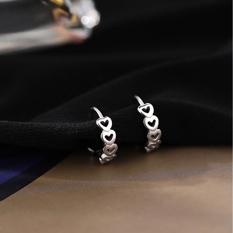 We Flower Anting Hoop S925 Silver Bentuk Hati Kecil Model Hollow Gaya Korea Untuk Wanita