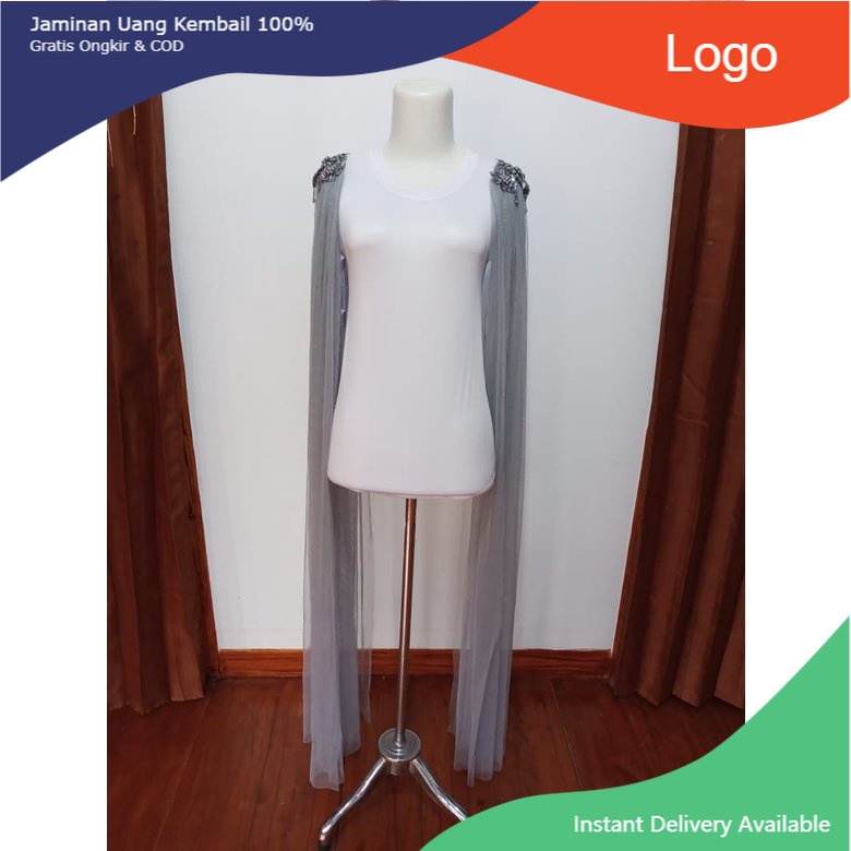 sayap pengantin kebaya pundak ABU TUA kebaya pengantin/ sayap bahu / cape gaun/ slayer pundak