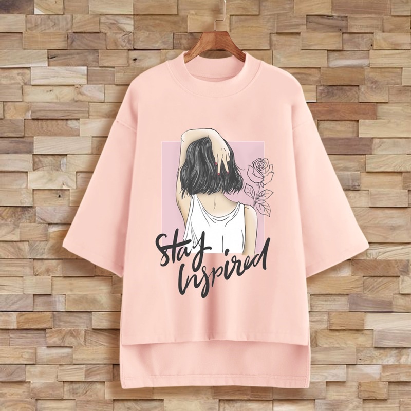 PUFFY_ID kaos oversize tunik wanita STAY INSPIRED tshirt big size cewek premium