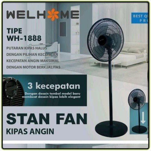 Kipas Angin Welhome WH-1888 Kipas Angin Berdiri 16 Inch 2in1 Original-Garansi resmi