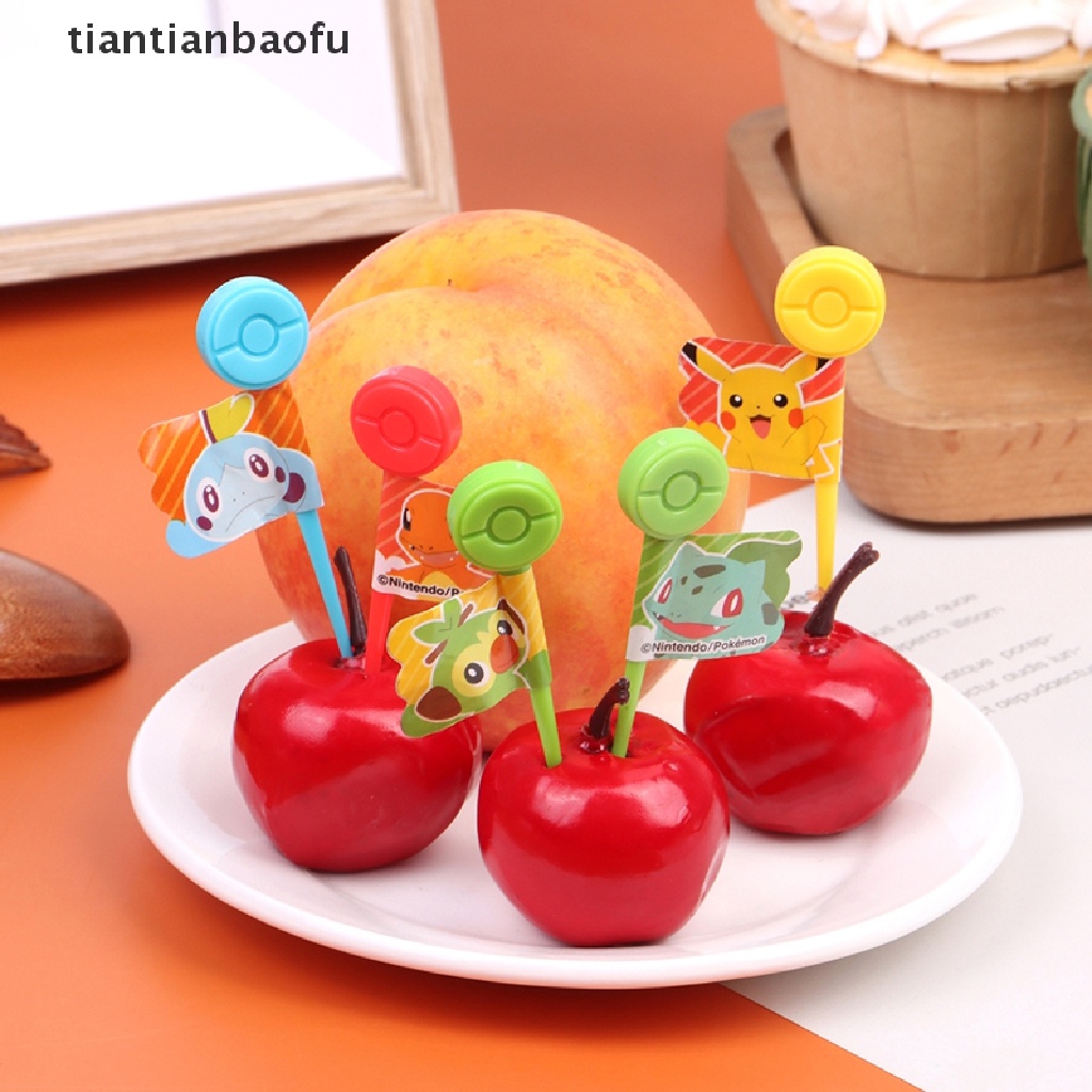 5 Pcs Garpu Tusuk Gigi Bentuk Pokeball Untuk Dekorasi Makanan Ringan