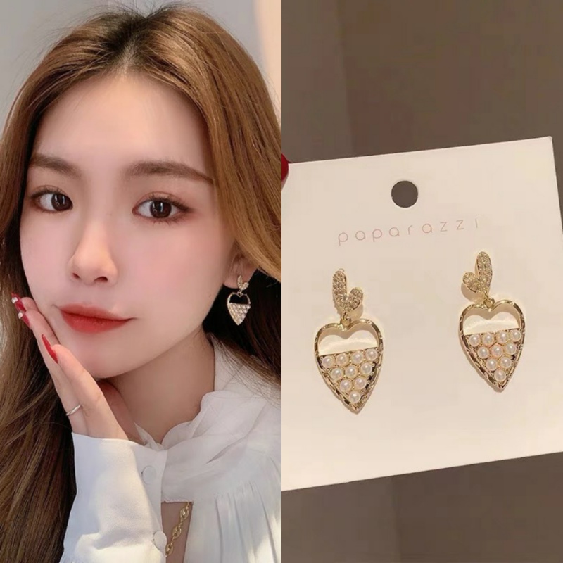 Anting Bentuk Hati Aksen Mutiara Gaya Korea