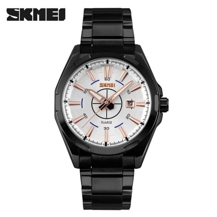 Jam Tangan Pria Men's Watch SKMEI 9118 Digital Analog Tali Stainless Steel
