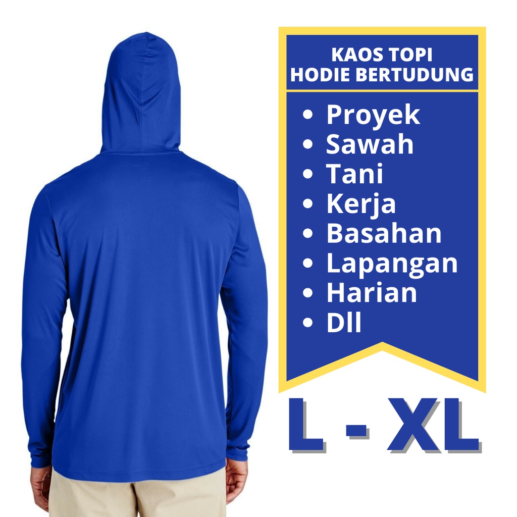 Kaos Lengan Panjang Tani Sawah Proyek Kerja Lapangan Bertudung Topi Kupluk Hoodie Pria Distro