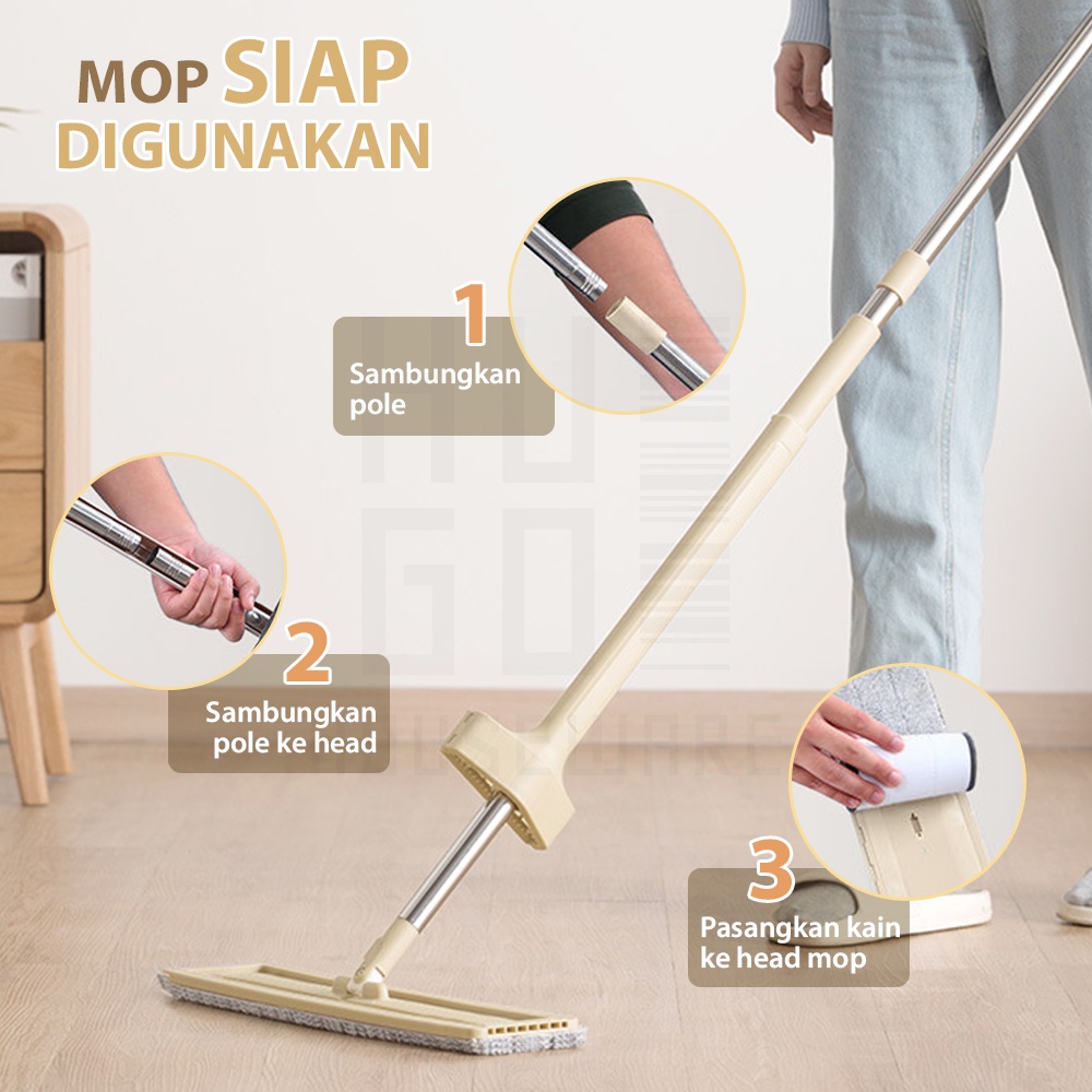 HUGO Alat Pel Lantai Ultra Mop Acline - Pel Lantai Tarik Cream Handsfree