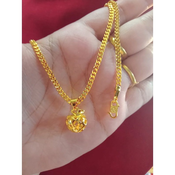 kalung rantai pipih apel anak dan dewasa lapis emas 24 k