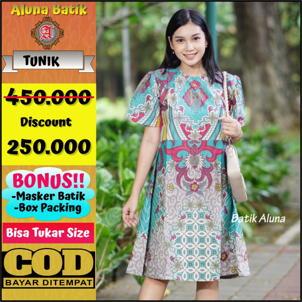 Atasan Baju Kerja Wanita Motif Batik Premium Batik Aluna TBA 071