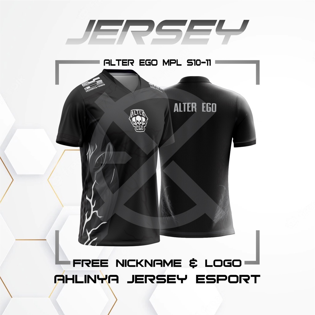 Jersey ALTER EGO ESPORT THIRD GENJUTSU HITAM TERBARU 2022 MPL S10 S11 GRATIS NAMA