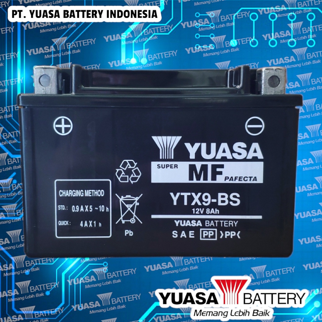 PRODUK BERKUALITAS YUASA YTX9 - BS UNTUK MOTOR NINJA ZX-6R NINJA 1000 ESTRELLA INAZUMA MTX7A MBTX9U