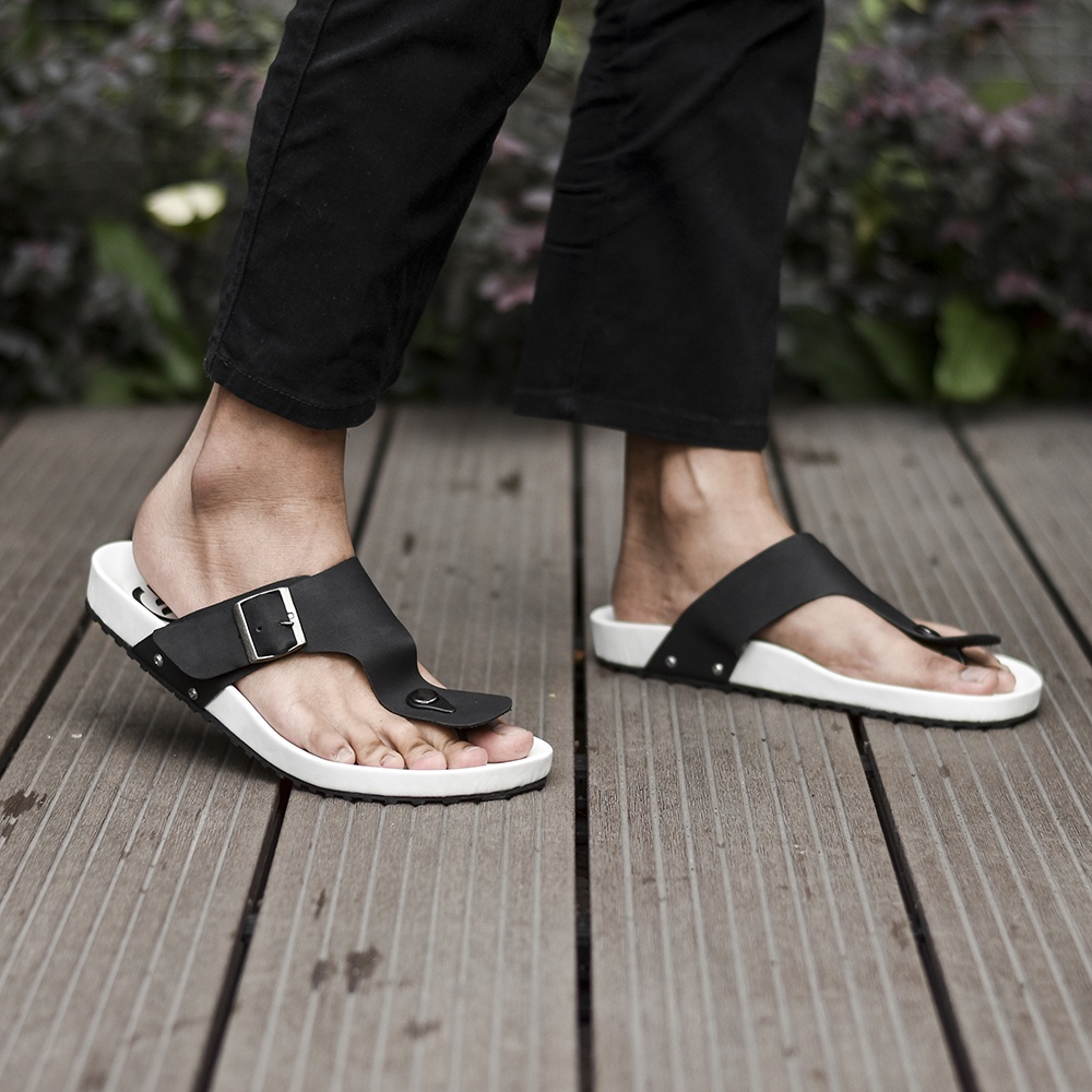 SANDFORD WHITE |ManNeedMe x FLAZHBACK| Sandal Pria Cowok Sendal Jepit Casual ORIGINAL