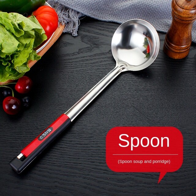 Stainless Steel Spatula/Sendok Sup Gagang Merah Peralatan Dapur Spatula Korea Alat Masak