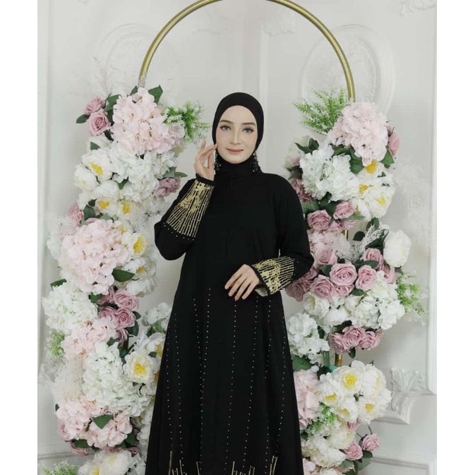 MUZA NEW ABAYA HITAM SYAR'I MUMBAI GOLD (BUSUI)