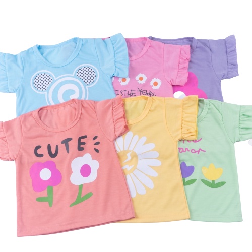 ZASKIYA - Baju Kaos Anak Dan Bayi Perempuan Model Tangan Terompet 0-4 Tahun
