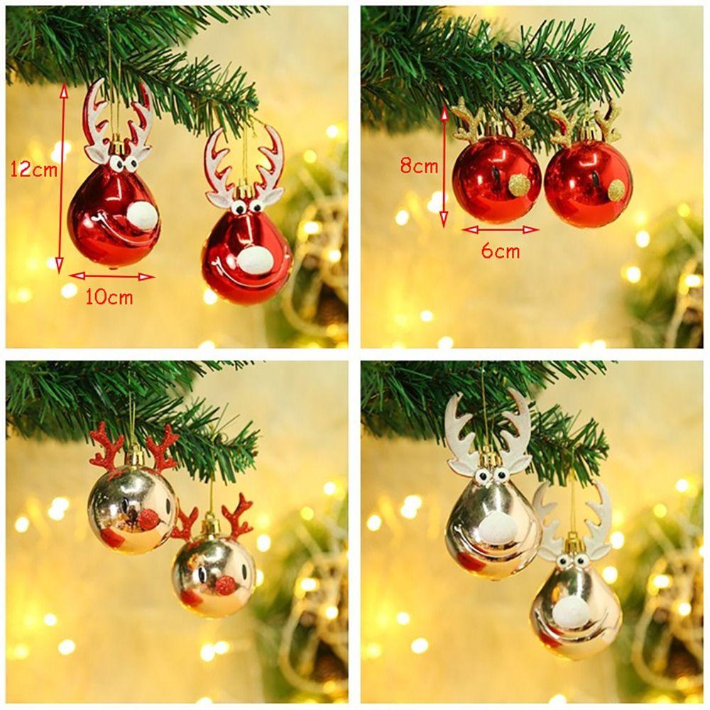 [Elegan] Christmas Decor 2pcs Kreatif Tahun Baru Plating Bola Natal Navidad Elk Pendant