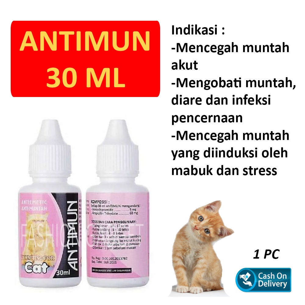 Antimun Cat 30 ML Obat Kucing Antimun Obat Anti Muntah Untuk Kucing Obat Masuk Angin Perut kembung Kucing High Contcentrate