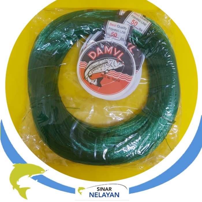 Senar pancing Damyl hijau no 50 lbs, diameter 0.75 mm