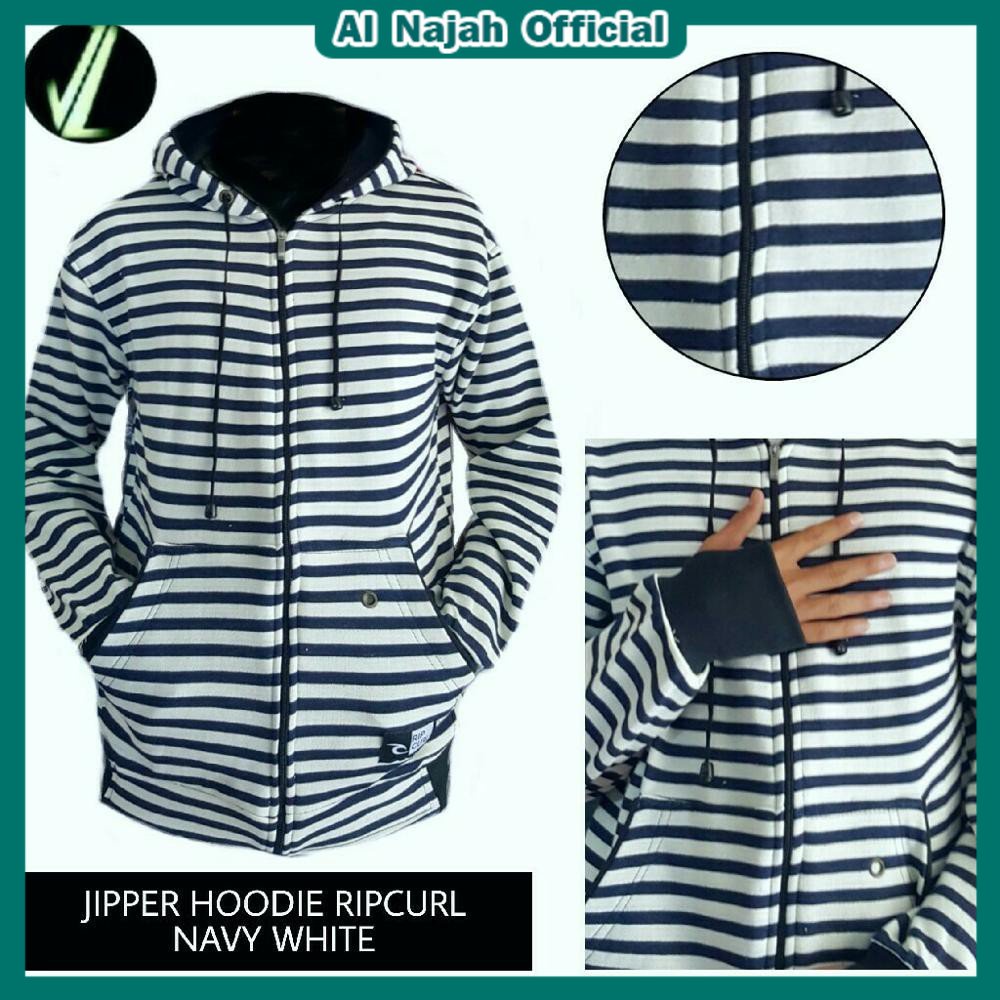 COD Jaket Salur Garis Besar Belang Hodie Zipper Pria Wanita
