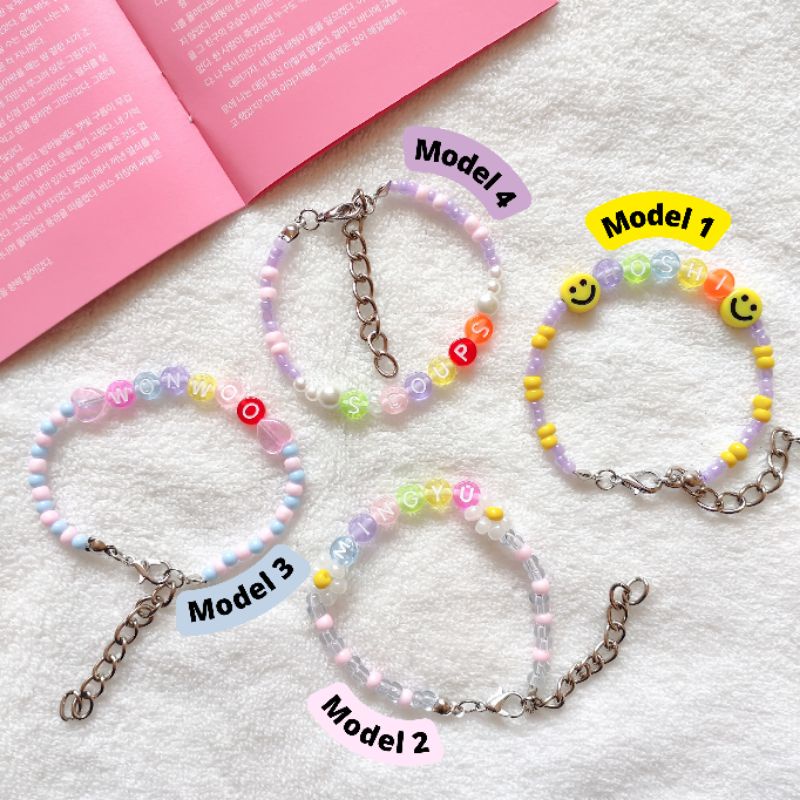 Jual GELANG MANIK MANIK MOTE CUSTOM NAMA / BRACELET BEADS NAME CUSTOM ...