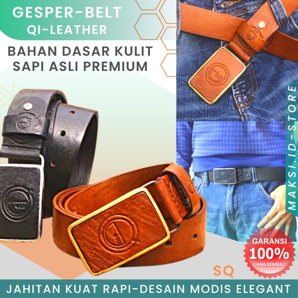 Sabuk Gesper Ikat Pinggang Pria Bahan Kulit Sapi Asli Kulit 100% Genuine Leather Belt SABUK SQIP KUALITAS TERJAMIN MEMUASKAN