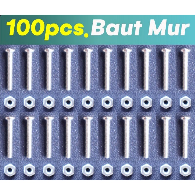 BAUT / SCREW M2 + MUR M2 ( GABUNG 100PCS)