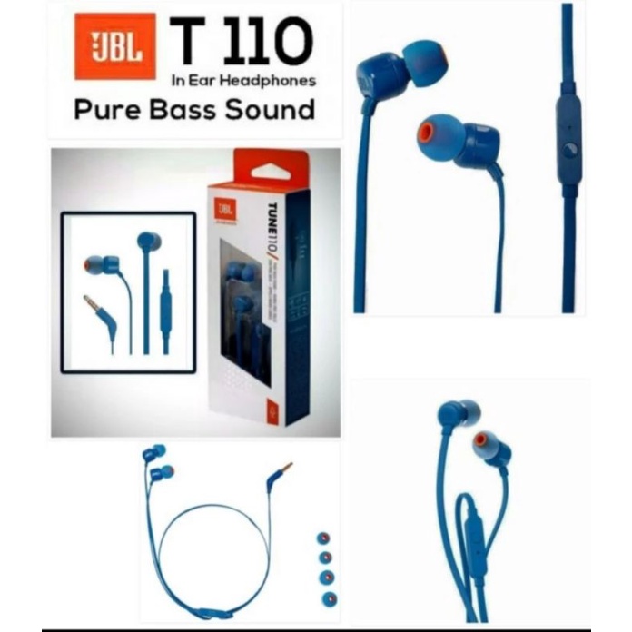 Earphone JBL T110 TUNE Headset Bass -  JBL TUNE T110 Original Garansi Resmi