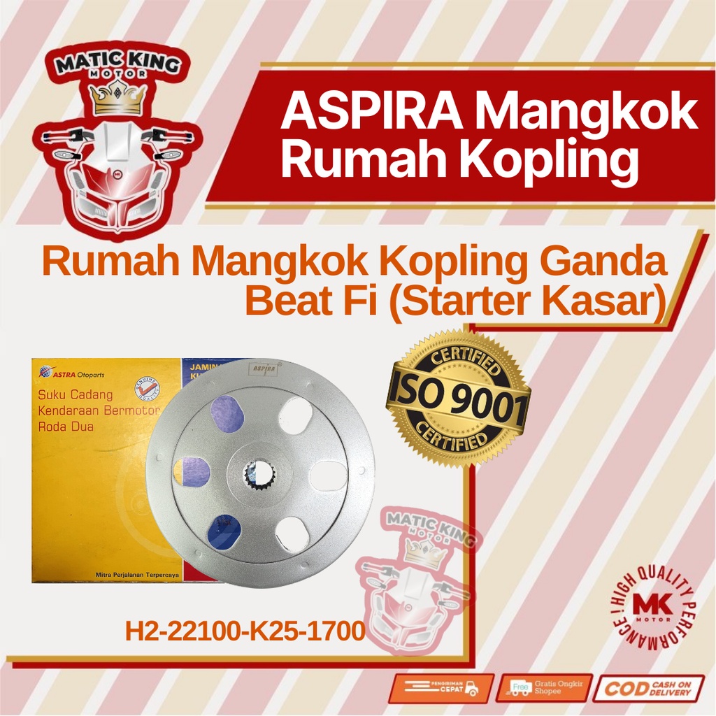 Mangkok Rumah Kampas Ganda kopling Beat Scoopy Spacy Vario Fi 110 Starter Kasar H2-22100-K25-1700 asli Aspira Astra Otoparts